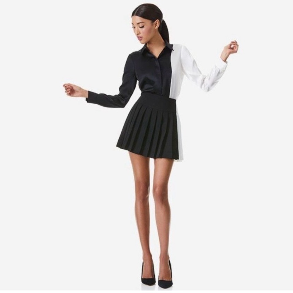 Alice + Olivia toni asymmetric pleaded skirt